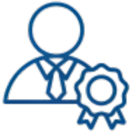 Mask group Outline of a person wearing a tie with an award ribbon symbol on the right.